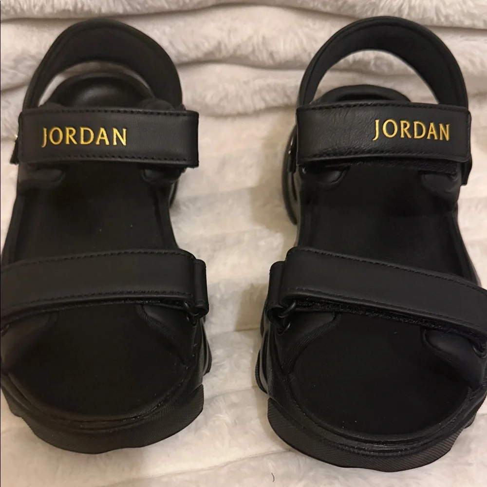 Jordan Black Sandals with Gold Logo - Picture 2 of 7
